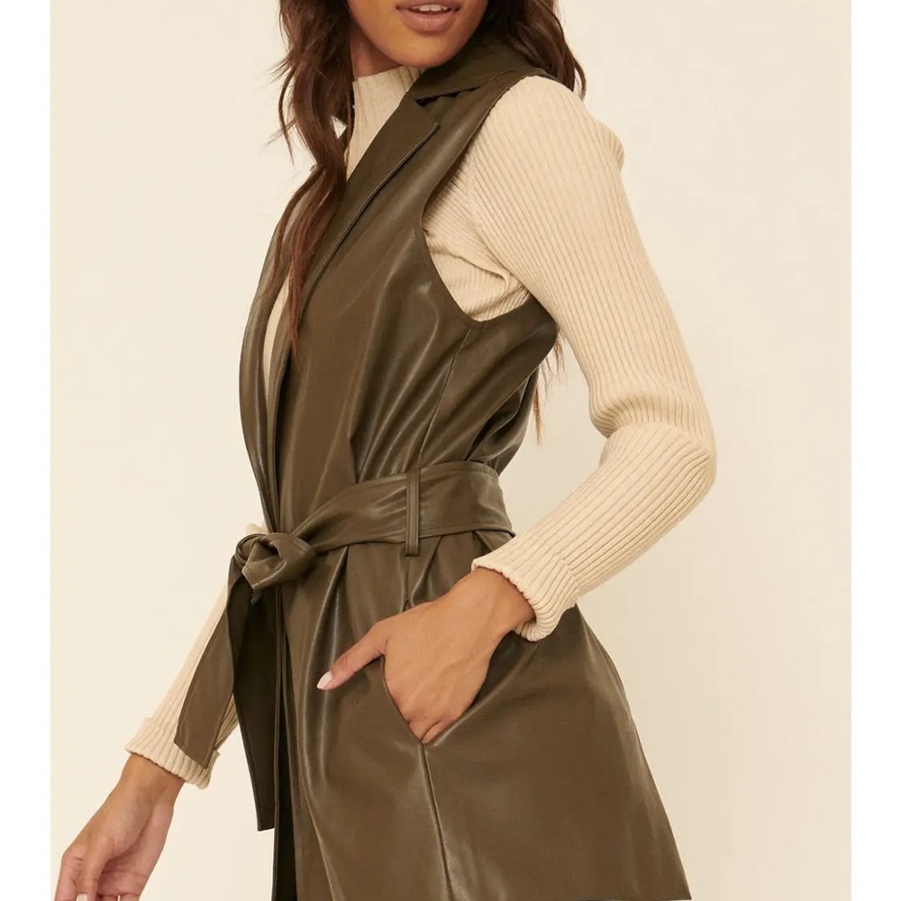 Olive Green Leather Vest